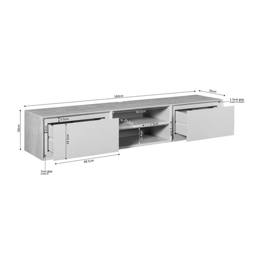 Zwevend tv meubel Ambiance Bruin - 160 cm-TV-meubels-Starfurn