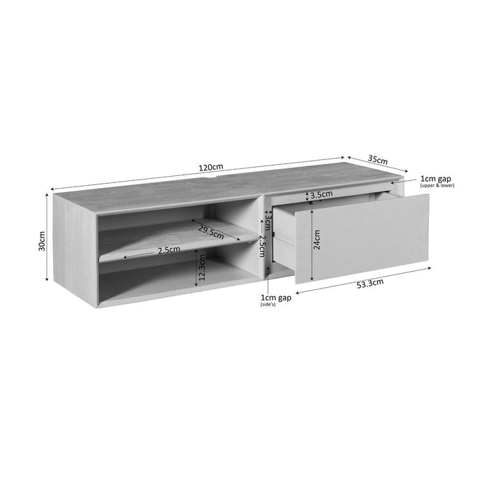 Zwevend tv meubel Ambiance Taupe - 120 cm-TV-meubels-Starfurn