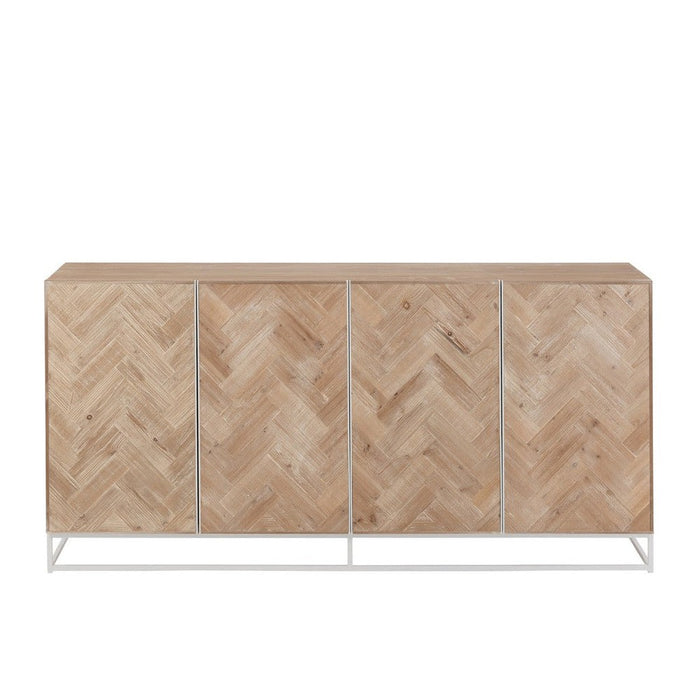 nan Dressoir 4-deurs Zigzag Hout/Metaal Naturel/Wit-Dressoirs-J-Line