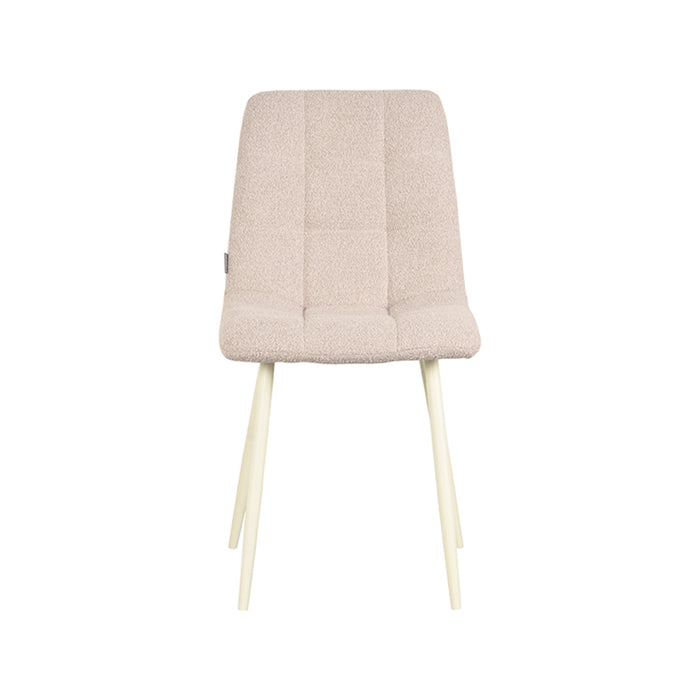 LABEL51 Eetkamerstoel Nino - Naturel - Boucle - Wit Metalen Frame