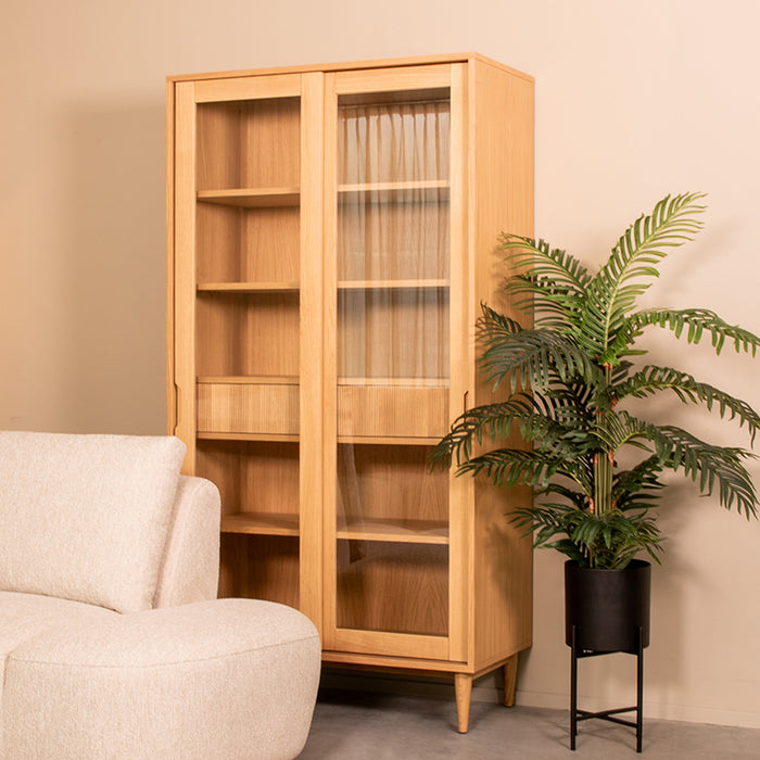 LABEL51 Vitrinekast Jule - Naturel - Eiken - One Size