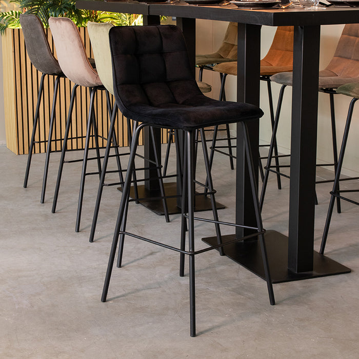 LABEL51 Bar Stool Bistro - Black - Velvet - High