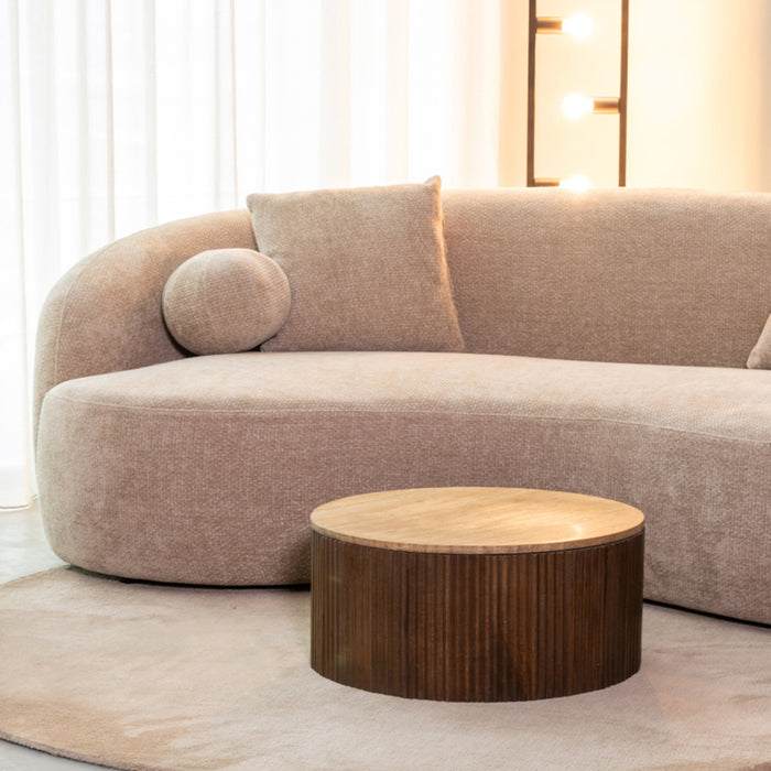 LABEL51 Salontafel Ribble - Espresso - Travertin - 50 cm - Rond