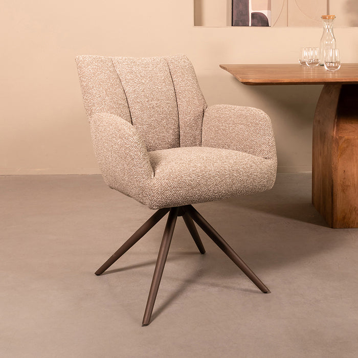 Esszimmerstuhl Padua - Mushroom - Royal Boucle - Bronze Metall...